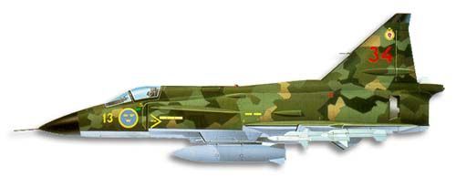 SAAB JA 37 Viggen profile drawing