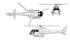 Aerospatiale AS.350 Ecureuil projection drawing thumbnail