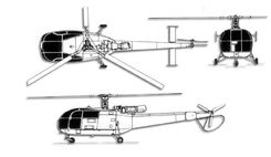 Aerospatiale Alouette III projection drawing thumbnail