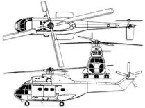 Aerospatiale SA.330L Puma projection drawing thumbnail