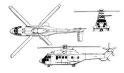 Aerospatiale SA.332 Super Puma projection drawing thumbnail