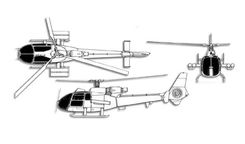 Aerospatiale SA.341 Gazelle projection drawing thumbnail