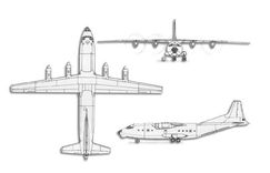 Antonov An-12 Cub projection drawing thumbnail