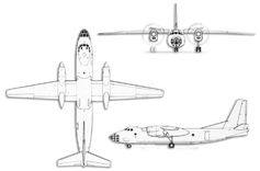 Antonov An-30 Clank projection drawing thumbnail