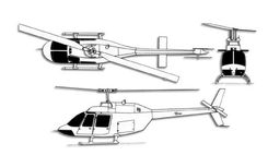 Bell 206 Jet Ranger projection drawing thumbnail