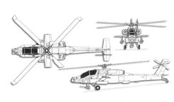 Boeing AH-64 Apache projection drawing thumbnail