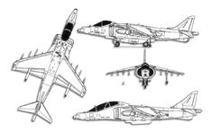 Boeing AV-8B Harrier II projection drawing thumbnail