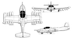 Cessna A-37 Dragonfly projection drawing thumbnail
