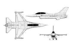 Lockheed Martin F-16A/B Fighting Falcon projection drawing thumbnail