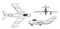 Mikoyan-Gurevich MiG-17 Fresco projection drawing thumbnail