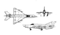 Mikoyan-Gurevich MiG-21 Fishbed projection drawing thumbnail