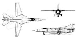 Mikoyan-Gurevich MiG-23 Flogger projection drawing thumbnail