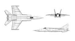 Mikoyan-Gurevich MiG-25 Foxbat projection drawing thumbnail