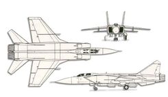 Mikoyan-Gurevich MiG-31 Foxhound projection drawing thumbnail