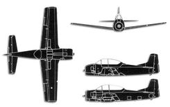 North American T-28 Trojan projection drawing thumbnail