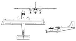 Pilatus Britten-Norman BN-2B Islander/Defender projection drawing thumbnail