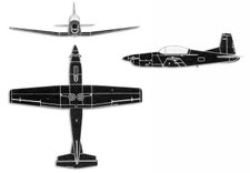 Pilatus PC-7 Turbo Trainer projection drawing thumbnail