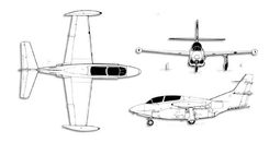 Rockwell International T-2C Buckeye projection drawing thumbnail