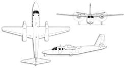 Rockwell International Turbo Commander 690B projection drawing thumbnail