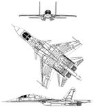 Sukhoi Su-34 Fullback projection drawing thumbnail